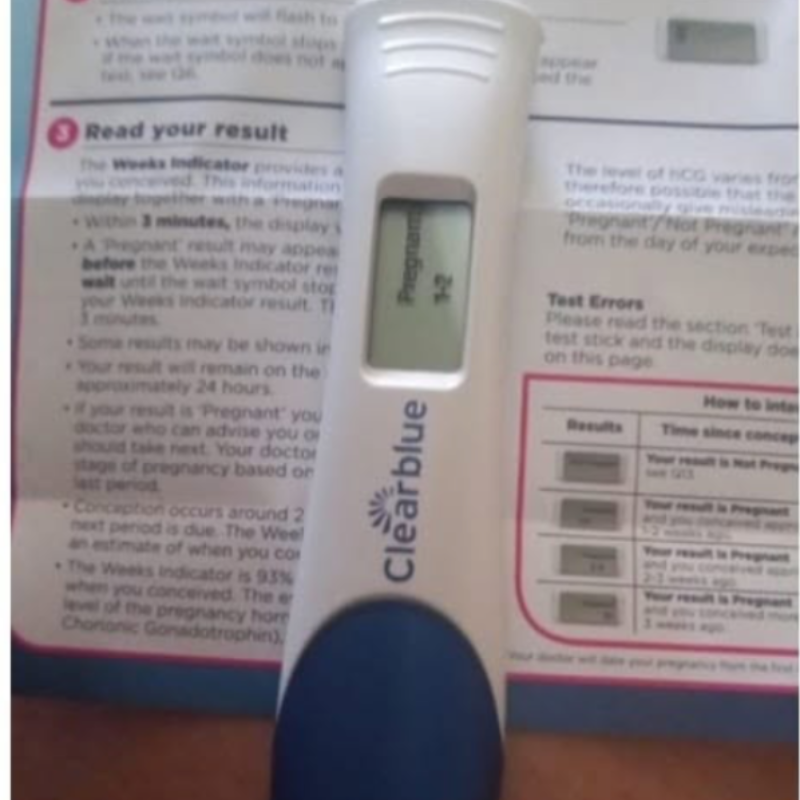 Positive pregnancy result shared by an anonymous client