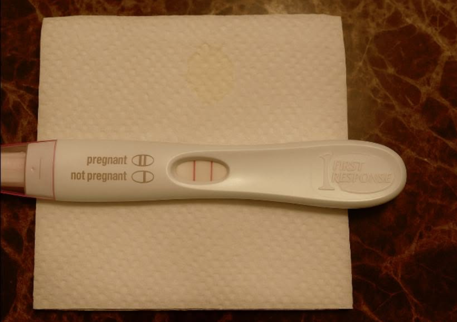 Positive pregnancy test shared by an anonymous client